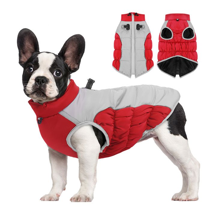 Veste hiver chien taille moyenne polaire imperméable coupe-vent harnais intégré et zip réfléchissant Label