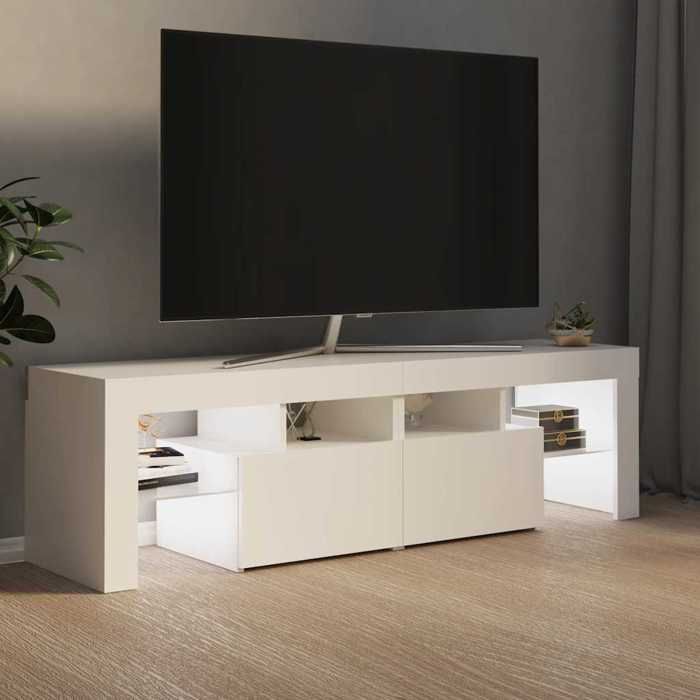 Meuble TV - VINGVO - YIN - LED RVB - Blanc laqué - Meuble TV avec lumières LED Blanc 140 x 365 x 40cm hot90772385