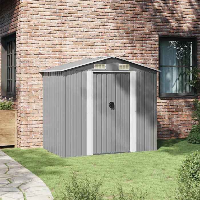 En PromotionMaison de stockage pour jardin Moderne - ABOTT@ abri de rangement/Armoire haut - Métal Gris 204x132x186cm B3205619