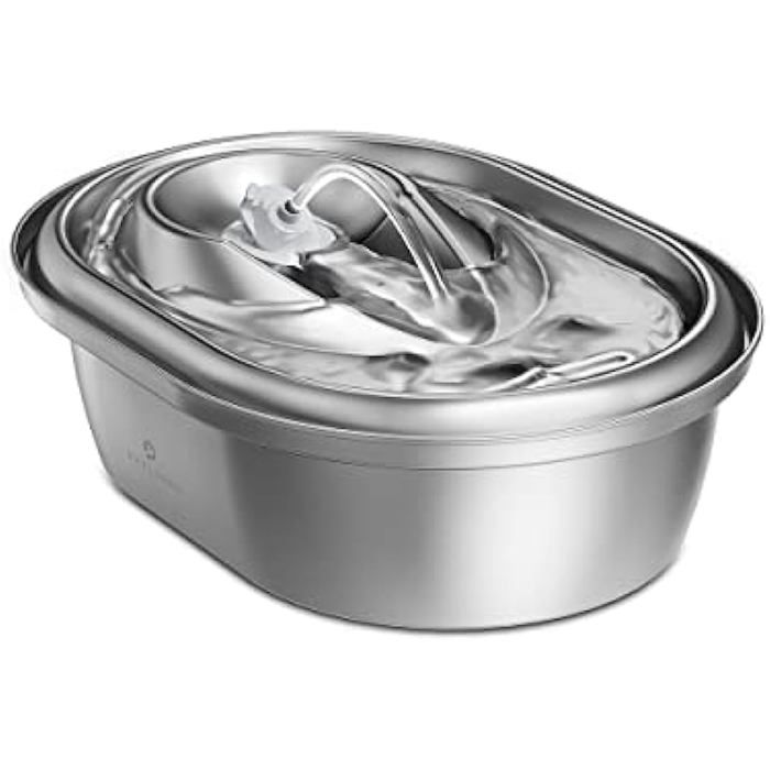 Fontaine à eau pour chat - Phoesky - Acier inoxydable - 2L - Portable - 28x20.5x8 cm - Alimentation par charge