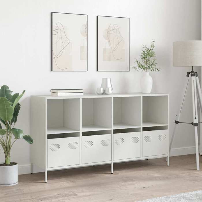 Armoire Vaisselier Durable - Blanc - Buffet de cuisine - avec Rangement - blanc 135x39x735cm - acier laminé à froid LH7078287
