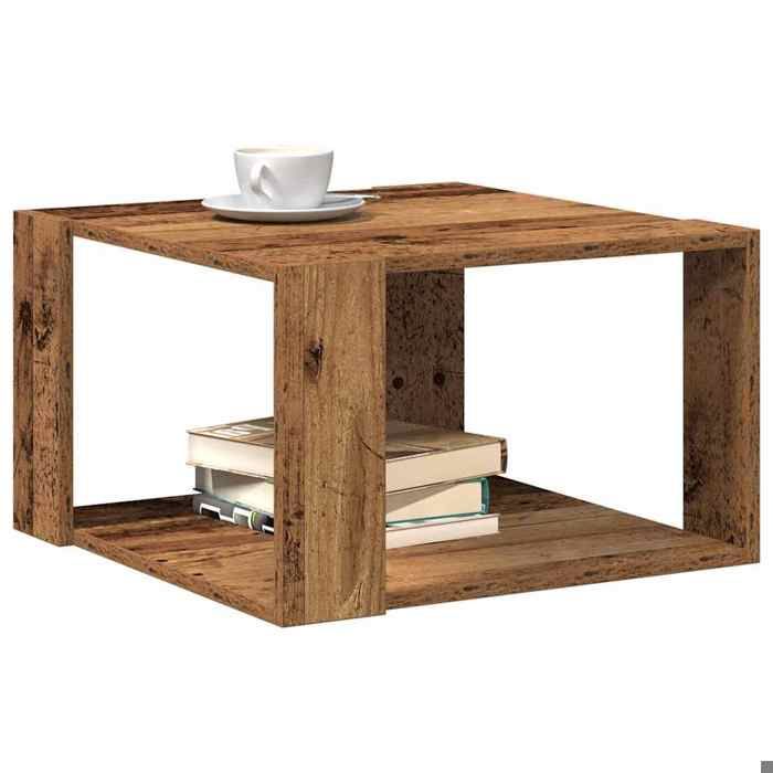 （Marron）1X Table basse table de salon table dappoint Bois Ancien 515x515x30cm Bois dingénierie sfj48869170