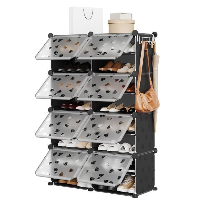 Étagère modulable - LUNSY - 16 compartiments - Résine imperméable - Connecteurs robustes en ABS