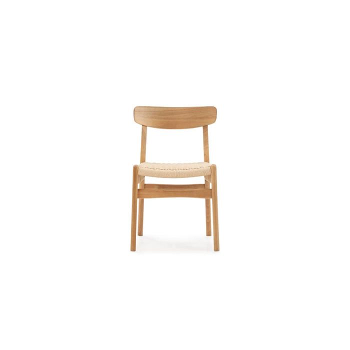 VERA - Lot de 2 chaises en bois dhévéa - Chêne clair VERA - Lot de 2 chaises en bois dhévéa - Chêne clair