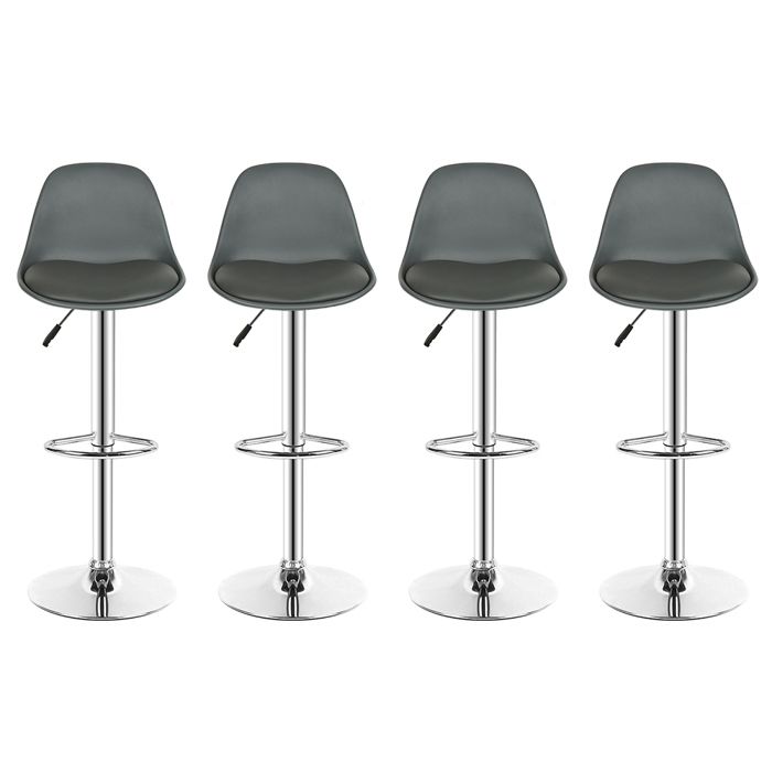 OHMG-Ensemble De Quatre Tabourets Hauts De Bar-Réglable-Stable Et Antidérapant-Matériau PU-Rotation À 360 Degrés-Gris Foncé