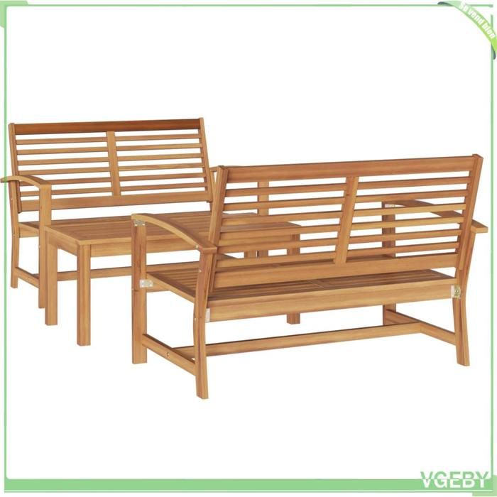 Ensemble canapé de jardin 3 pcs - FAFEICY - 3356855 - Teck massif - 4 places - Coussins déhoussables