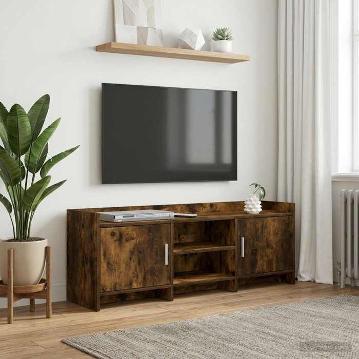 vidaXL Meuble TV 130 x 33 x 47 cm Chêne fumé Bois dingénierie 8011175