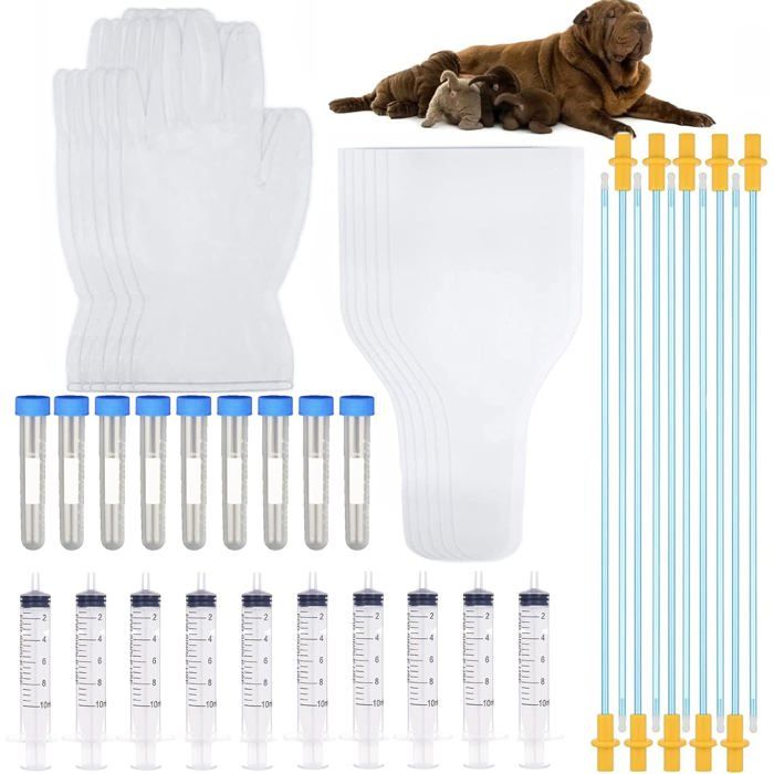 10 Set Kit délevage canin Fournitures délevage de Chien Kit dinsémination Artificielle pour Animaux de Compagnie Kit délevage
