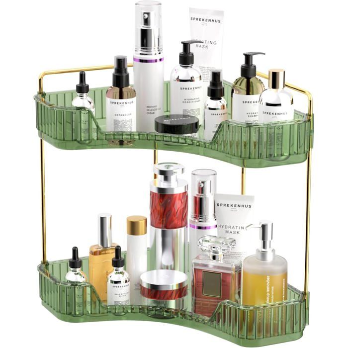 Organiseur de comptoir dangle à 2 niveaux pour salle de bain cuisine commode rangement de maquillage organisateur de rangement