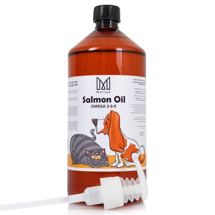 Huile de saumon pour chiens et chats MERSJO 1000ml Huile de saumon pour chiens et chats MERSJO 1000ml
