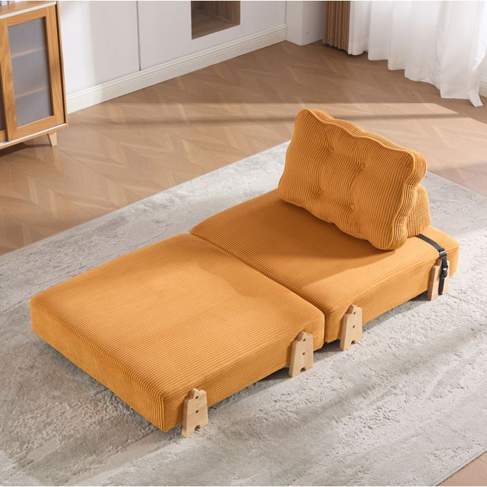 Maisentiel Fauteuil convertible 1 place en lit corduroy orange style scandinave 90 x 86 x 84 cm