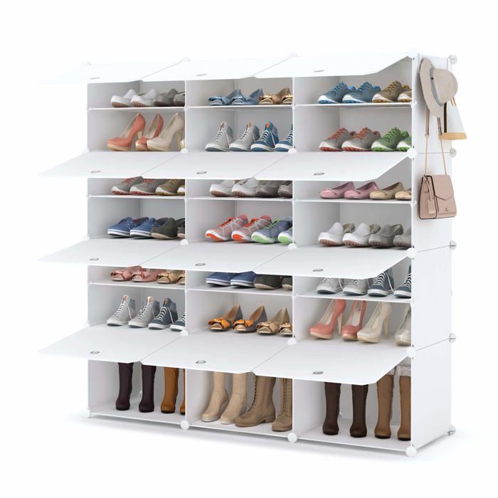 Meuble Chaussure 7 ux Rangement Chaussure 42 Paires Etagere Chaussure Blanc X-Large X-Large MEUBLE A CHAUSSURES