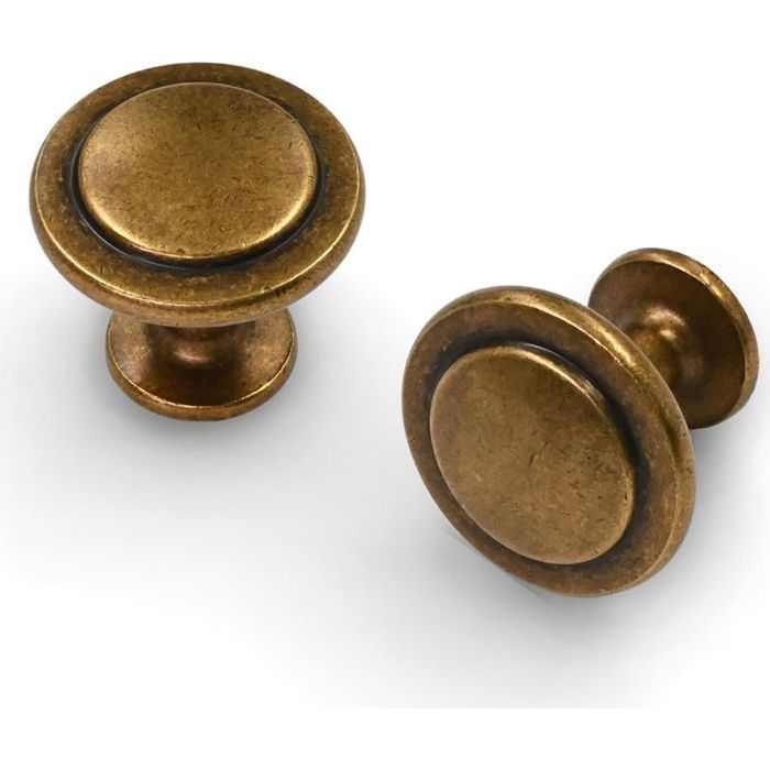 Boutons de tiroir rétro bronze 2 pièces zinc & laiton 2.5×2.4cm pour armoire cuisine placard
