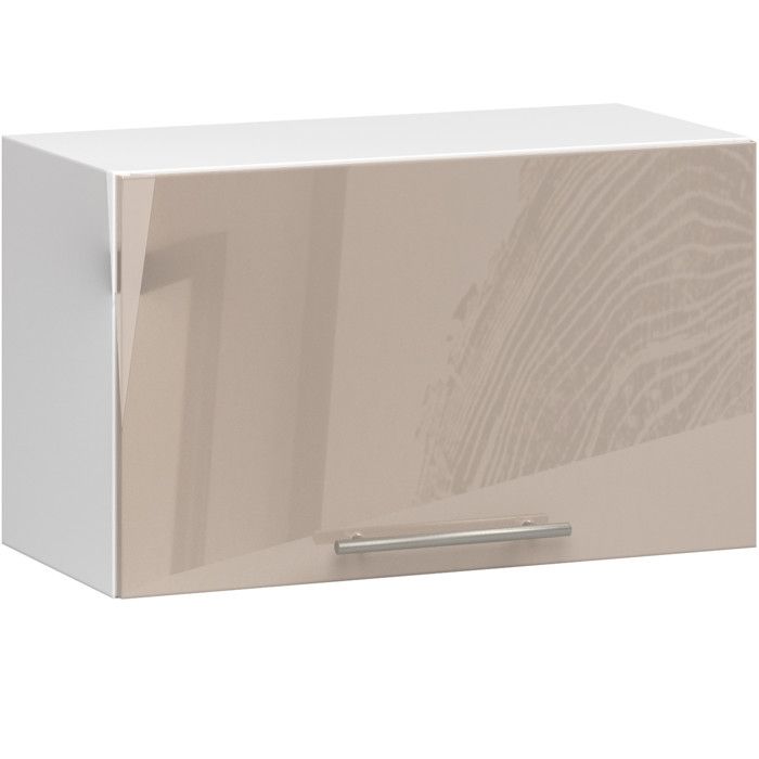 Meuble de cuisine haut AKORD W60 OLIWIA modulable Blanc 60 cm 1 porte couleur Cappuccino Brillant 1 étagère 60x30x29 cm