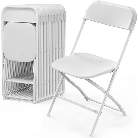 paquet de 10 chaises pliantes en plastique blanc, pour événements bureau fête pique-nique cuisine salle à manger