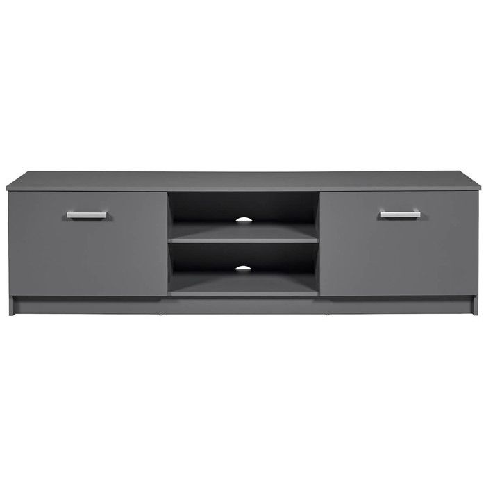 ZEINE - Meuble TV 2 Portes 2 Niches Coloris Gris Graphite