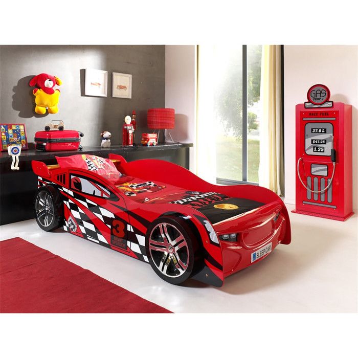 TURBO - Lit Voiture de Course 90x200cm + Armoire 1 Porte TURBO - Lit Voiture de Course 90x200cm + Armoire 1 Porte