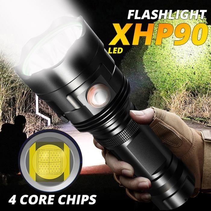 Lampe torche LED puissante lampe de poche rechargeable Lampe torche XHP90  étanche Ultra Brigh 1461 - Cdiscount Bricolage
