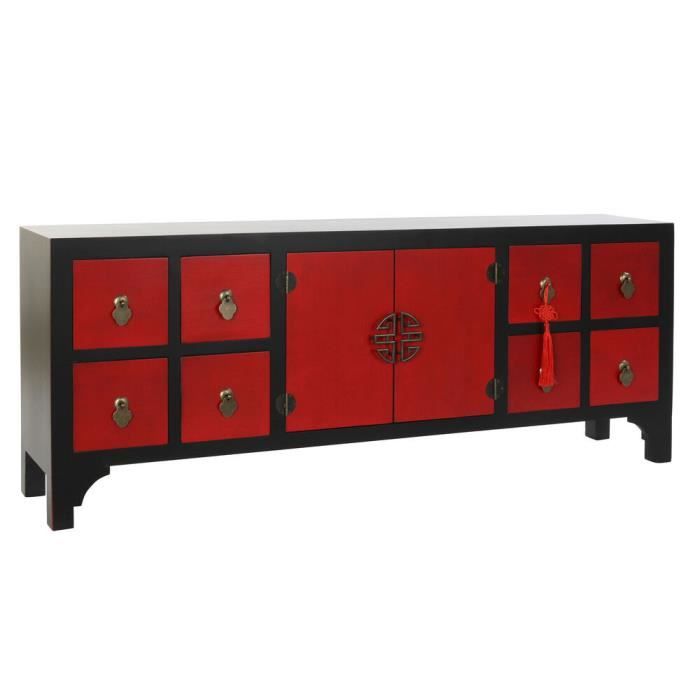 meuble tv style oriental mdf, sapin 130 cm