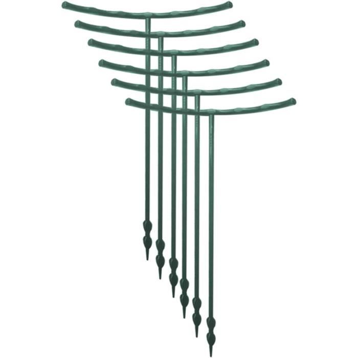 Lot De 6 Tuteurs Demi-Ronds Pour Plantes 40x25 Cm – Supports Métal Vert Jardin Robuste