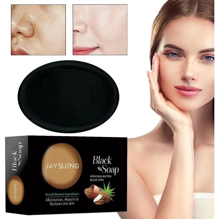 Savon au Beurre de Karité,Savon Éclaircissant Noir Visage & Corps Lisses Taches noires