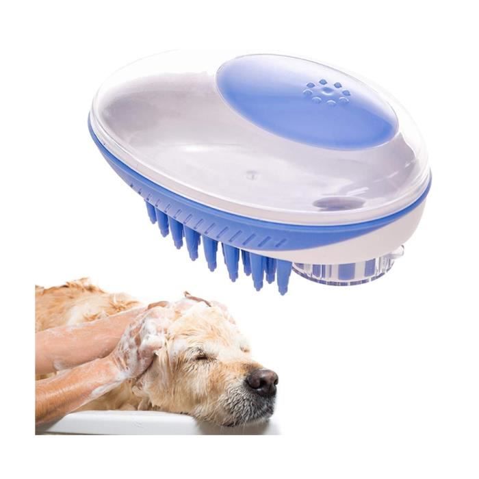 Brosse De Bain 3 En 1 Pour Chien/chat DINGFENG - Avec Réservoir à Shampoing, Poils Silicone, Massage Et Démêlage