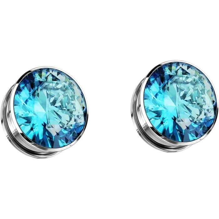 Boucles D'oreilles Fake Plug Piercing - Acier Inox - Zircon - Jauge 16g (1,2mm) - Neuf Avec étiquettes