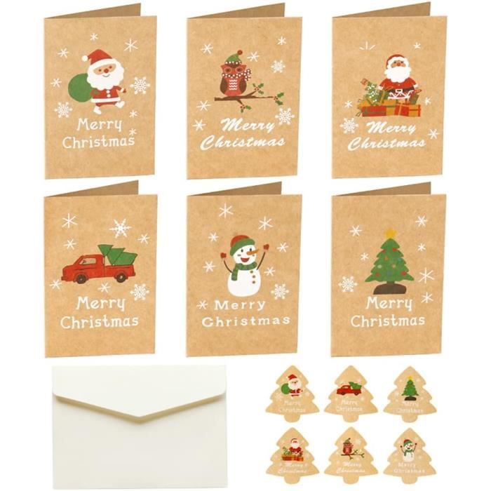 Lot De 15 Cartes De Noël Vintage Avec Enveloppes Kraft – Cartes De Vœux En Papier Épais