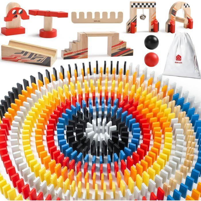 Jeu Dominos En Bois Aux Couleurs Vives Remember – 28 Pièces 3,5x7 Cm, Boîte En Bois, Dès 6 Ans