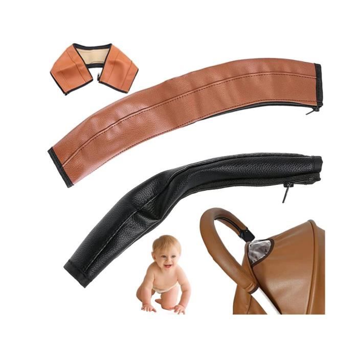 Protection Guidon Poussette Housse De Protection Pour Poignée De Poussette Favengo - Cuir PU Noir - 51.5x12cm - Imperméable Et Antidérapante Housse Poignée Poussette