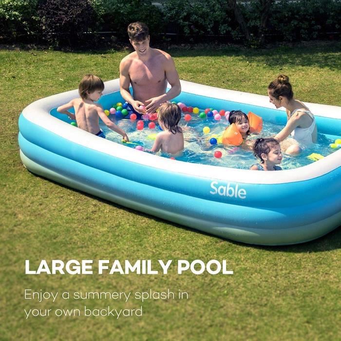 KESSER Piscine Gonflable Familiale 240x142x56 Cm – 613 L, 3 Chambres à Air, Pataugeoire Été Enfants & Adultes Avec Trous De Vidange