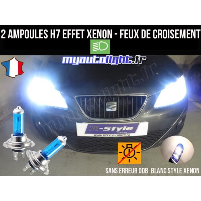 Pack ampoules H7 blanc xenon feux croisement-code pour SEAT IBIZA 4 6J