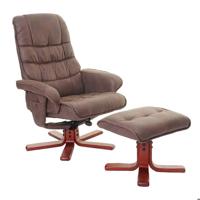Fauteuil relax inclinable avec tabouret imitation daim marron 04_0002042 Fauteuil relax inclinable avec tabouret imitation daim marron 04_0002042