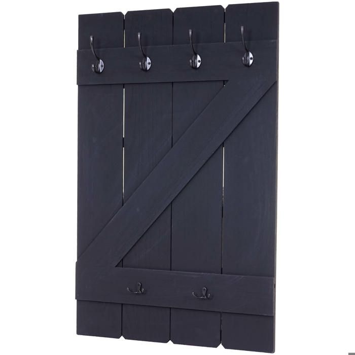 Porte manteau mural panneau d armoire avec 6 crochets 91x60cm shabby gris fonce 04_0000971