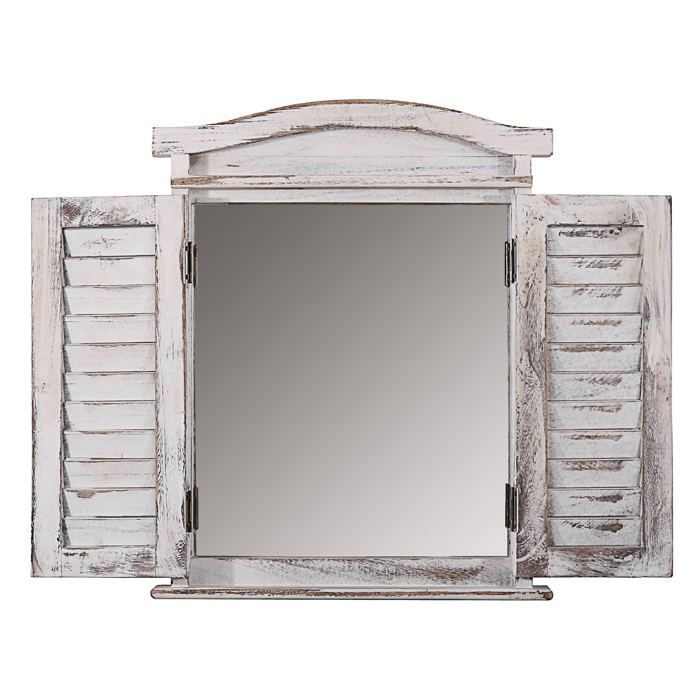 Miroir Mural Décoratif Style Ferme - Bois Vieilli, Dimensions 23x18 Pouces - Neuf