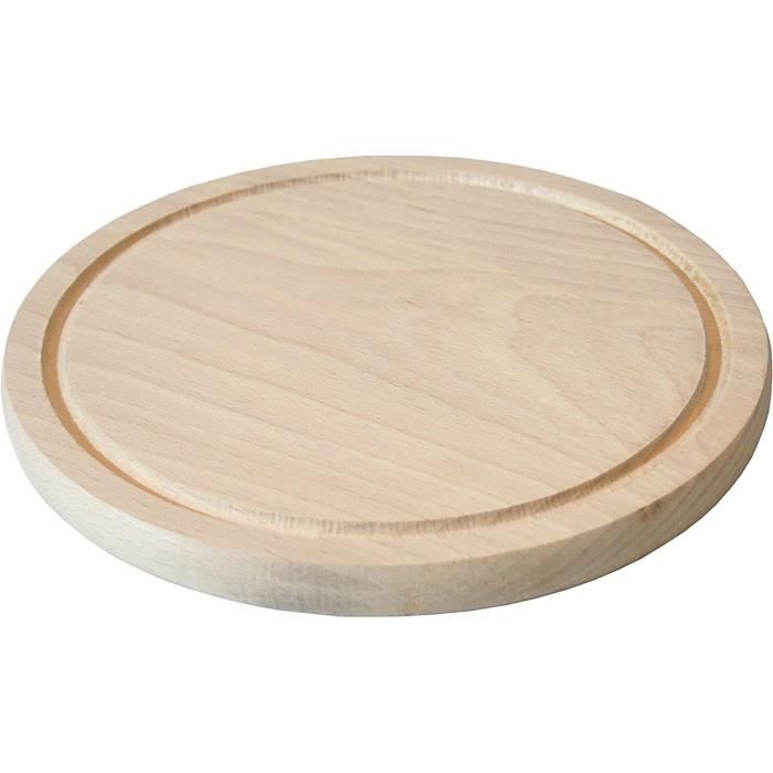 EFO Assiette En Bois De Hêtre Rond 23 Cm - Plateau Service, Fromage Ou Fruits Naturel Et Durable