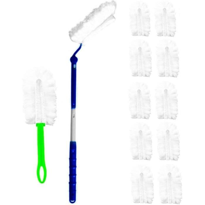 Kit Plumeau Rechargeable 11 Pièces - Têtes Jetables électrostatiques, Poignée - Nettoyage Poussière Maison Et Voiture