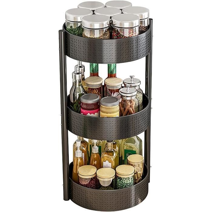 Plateau Tournant Epices Rotatif, Lazy Organizer de Rangement Cuisine d' étagère de Placard Support de Stockage d'articles pour Condiments,Frigo,Chambre (23cm 2Etages