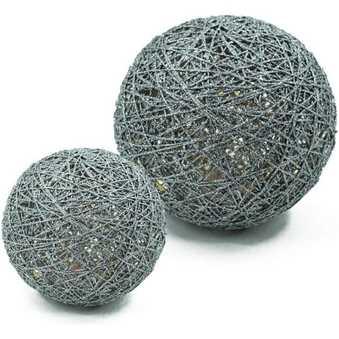 Lot De 2 Boules Lumineuses De Noël 30 Cm - Télécommande, 8 Modes, Blanc Chaud, Intérieur/extérieur, Décorations Fêtes