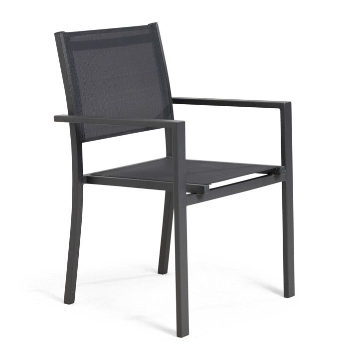 Fauteuil de jardin aluminium et textilène gris Nice - Oviala