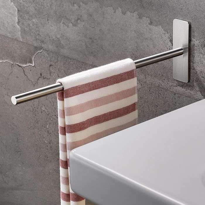 Porte-serviettes Sans Perçage - Colle Forte, Support Aluminium, Gain De Place Salle De Bain - 5