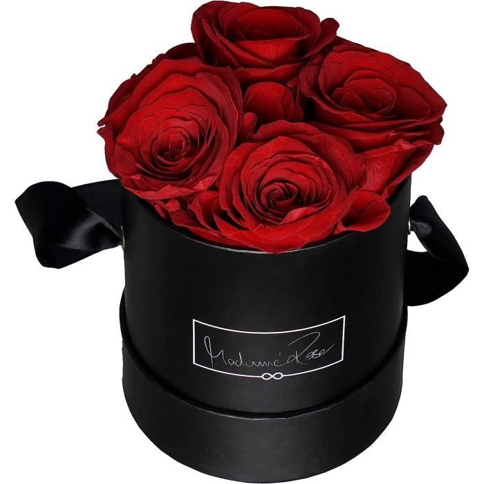 Roses Éternelles Noires Joollurm Avec Tige - Fleurs Stabilisées Dans Coffret Cadeau Exquis Pour Femmes, Anniversaire, Maman