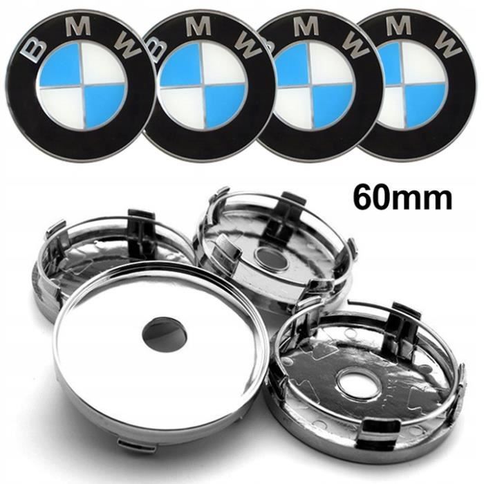 4×OD60mm BMW Logo Chrome Retrofit Cache Moyeu Roue Modifiées Jante Emblèmes Bleu+Argent