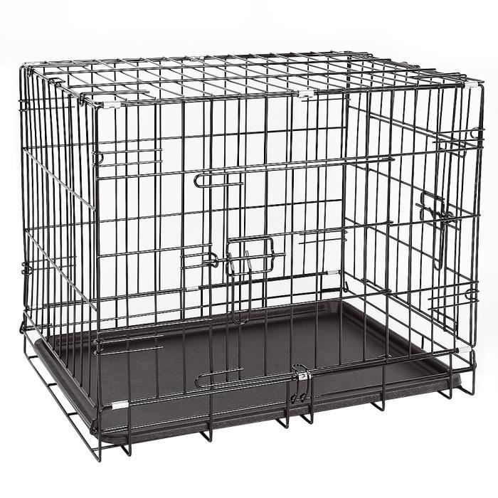 Caisse De Transport Cage Chien Grande 76 47 53cm Chiot Chat Noir En Metal Achat Vente Cage Caisse De Transport Cage Ch Cdiscount