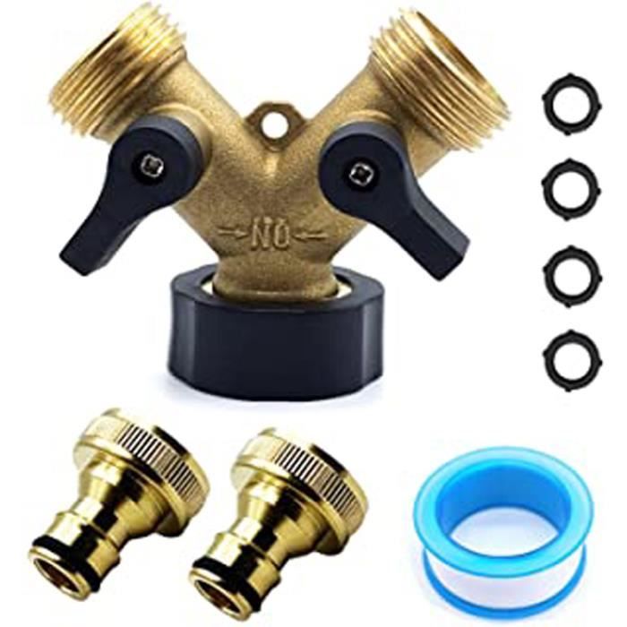 Robinet Double Sortie pour Robinet Jardin,Adaptateur Robinet 3/4 Pouces pour Connexion de 2 Appareils Répartiteur de Robinet de Jardin en Laiton Zocipro Robinet Double Machine a Lave Raccord en Y 