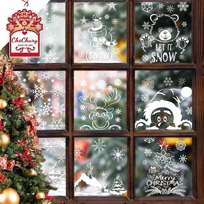 Cloches de Flocons de Neige Noël Autocollant Cadeau Maison Décoration De Fenêtre Réutilisable Noël