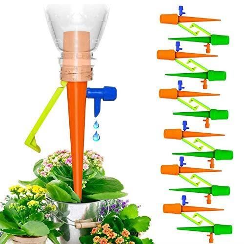 Irrigation Goutte à Goutte Kit,12 PCS Système d'irrigation Automatique des Plantes Réglable avec Interrupteur de Vanne de Commande, pour Jardin Maison Intérieur Extérieur