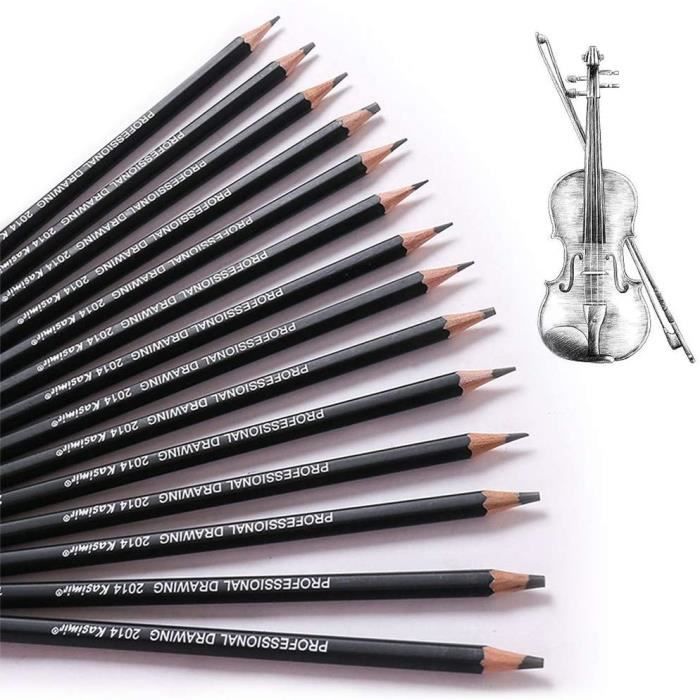 crayons croquis kit, 14 crayon noir dessin12b 10b 8b 7b 6b 5b 4b 3b 2b b hb  2h 4h 6h pour peinture, crayon de bois professionnel p