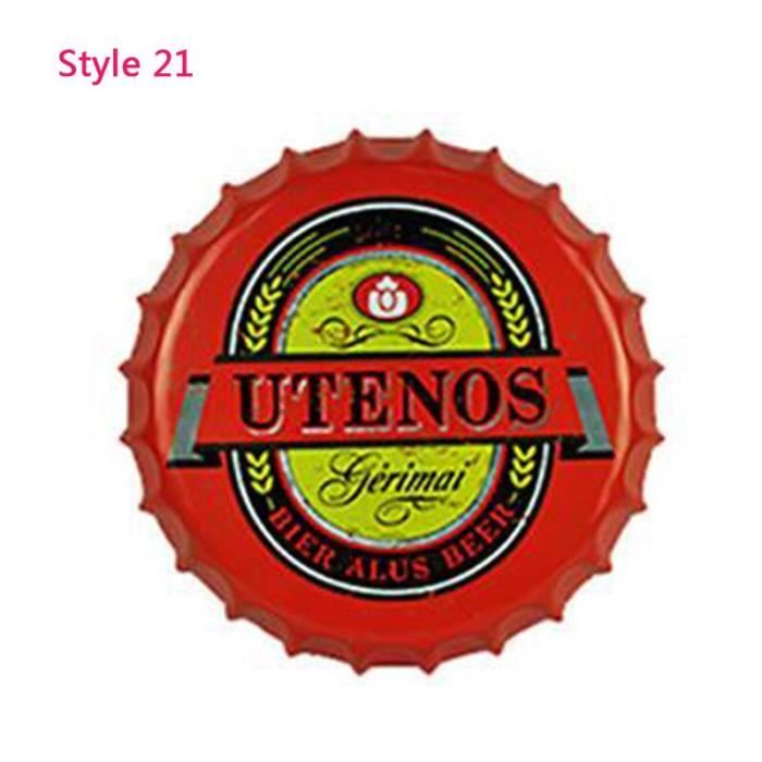 Plaque Métal émaillé Route 66 – Décoration Murale Rétro 35cm – Capsule De Bouteille Géante