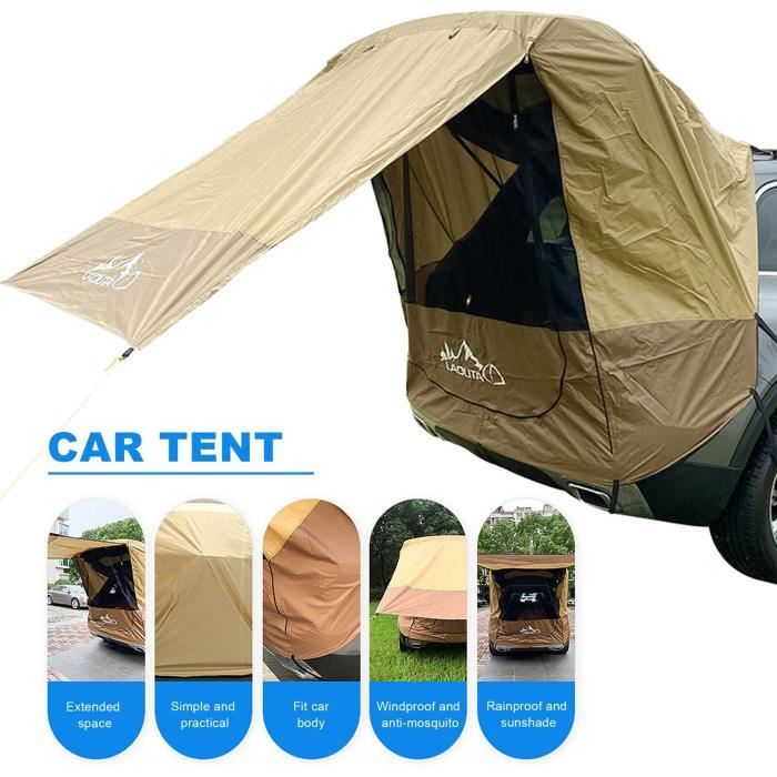 Tente Hayon Voiture SUV 250x250x200 Cm - Universelle, Imperméable, Pour 4 Personnes, Camping Pique-nique